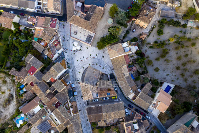 Espanha, Maiorca, Calvia, Helicóptero vista das casas da cidade velha — Fotografia de Stock