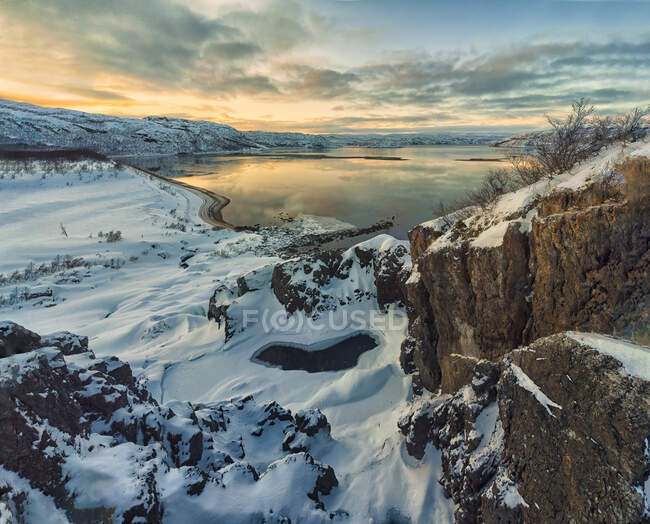 Fiordo durante il tramonto, Finnmark, Norvegia — Foto stock