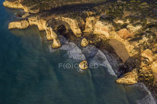 Aerial view of the sea and rocky coast. — Stock Photo