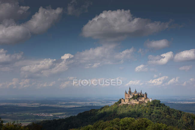 Burg Hohenzollern Castle on top of the mountain at Swabian Alb, Germany — Stock Photo