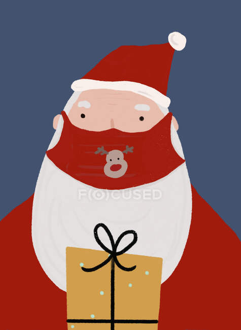 Clip art du Père Noël portant un masque protecteur — Photo de stock