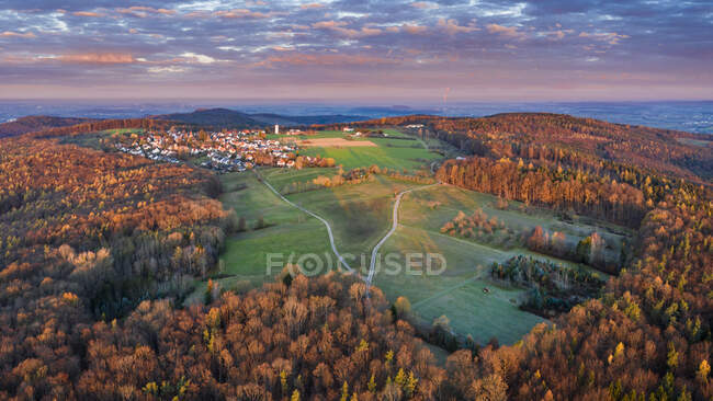 Aerial view of the city of the carpathian mountains — Stock Photo