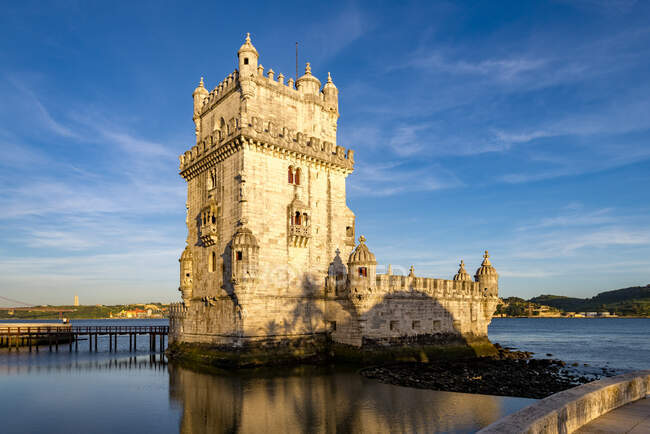 Portugal, Lisbon, Torre de Belem at sunset — city, manueline - Stock ...