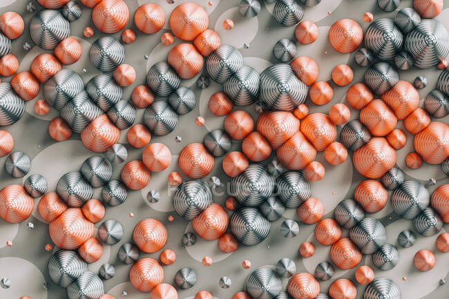 Three dimensional render of red and gray cones laid on polka dot pattern — Stock Photo