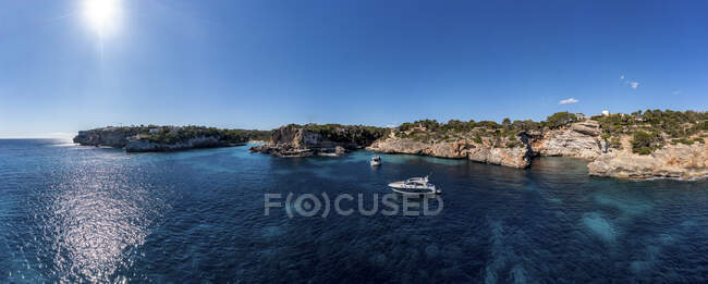 Spain, Balearic Islands, Santanyi, Aerial view of Cala Llombards bay of Mallorca — Stock Photo