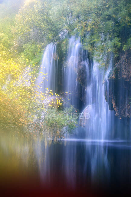Long exposure of waterfalls on Cuervo river in early spring — Stock Photo