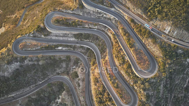 Aerial view of the winding road, Serra de Leba, Angola — Stock Photo