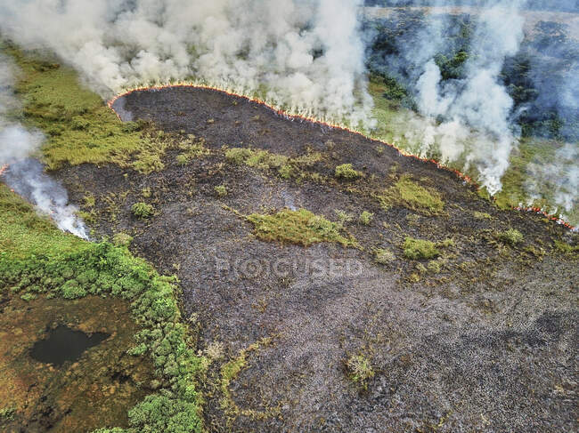 Gabon, Vue aérienne d'un feu de forêt contrôlé — Photo de stock