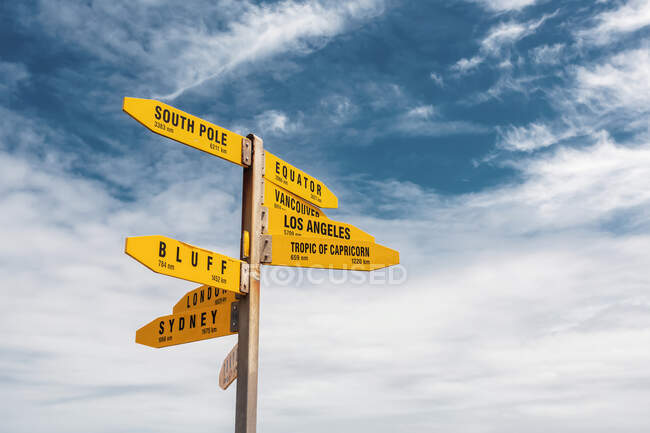Directional signpost standing against sky — Stock Photo
