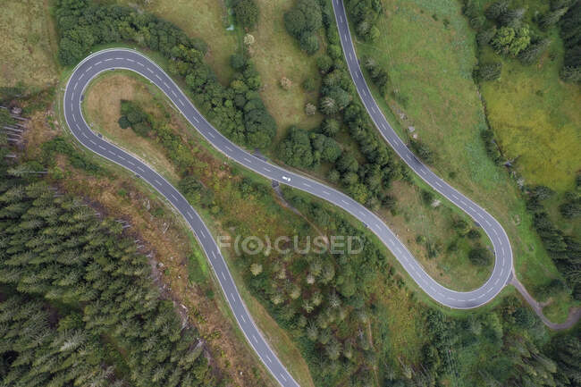 Drone view of winding highway in Black Forest — Stock Photo