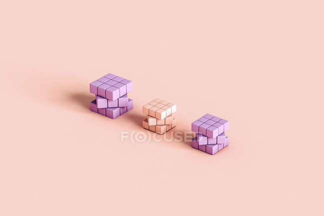 Studio shot of pastel colored blank puzzle cubes — Stock Photo