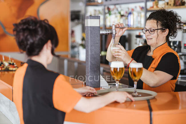 Empregadas a trabalhar no balcão do bar — Fotografia de Stock