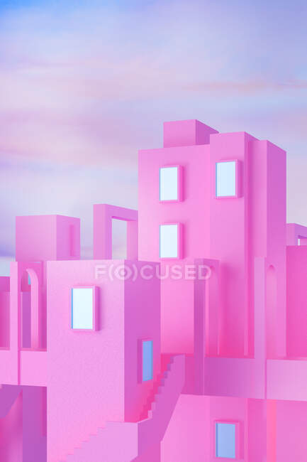 Three dimensional illustration of pink city — Stock Photo