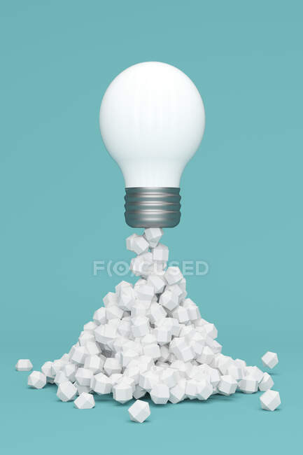 Dreidimensionales Rendering weißer Glühbirnen, die wie eine Rakete abprallen — Stockfoto