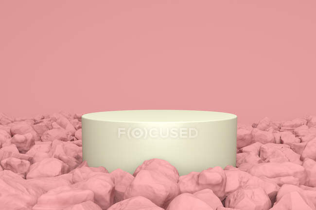 Resa tridimensionale del podio vuoto circondato da rocce rosa — Foto stock