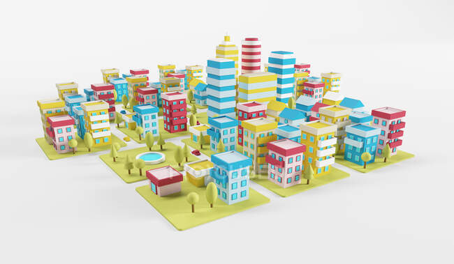 Three dimensional render of diorama of colorful city — Stock Photo