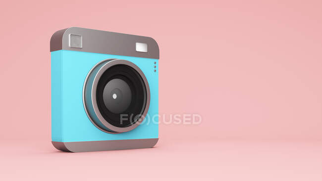 Three dimensional render of old-fashioned camera standing against pink background — Stock Photo