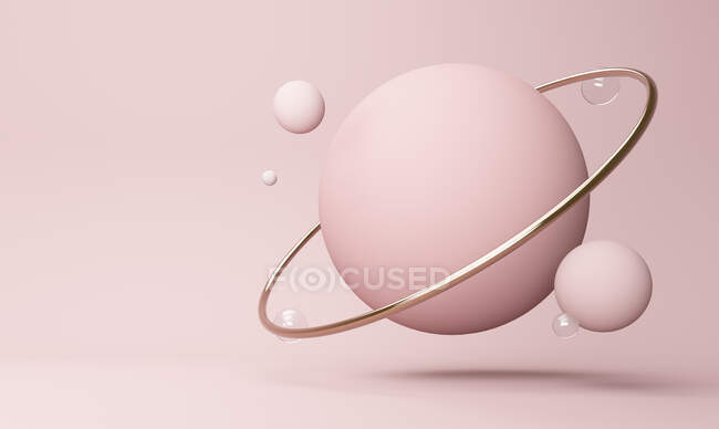 Illustration des rosa Planeten vor farbigem Hintergrund — Stockfoto