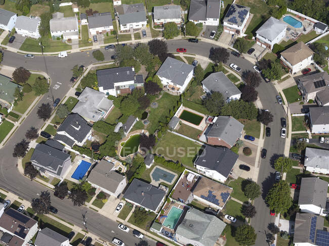 USA, New York, New York City, Aerial view of suburban houses in Washington Heights — Stock Photo