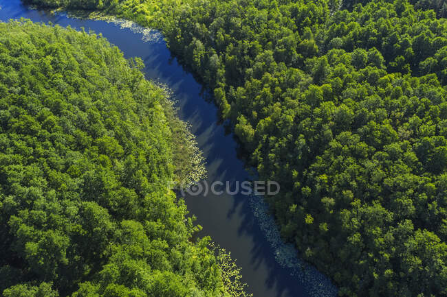 Drone view of Drosedower Bek river in summer — Stock Photo