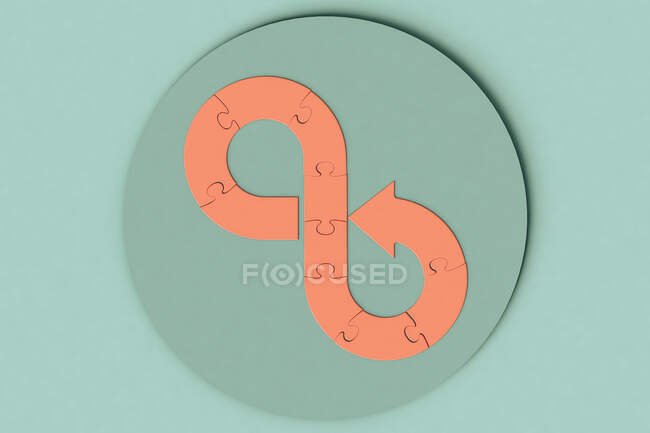 Three dimensional render of infinity symbol made of blank jigsaw pieces — Stock Photo
