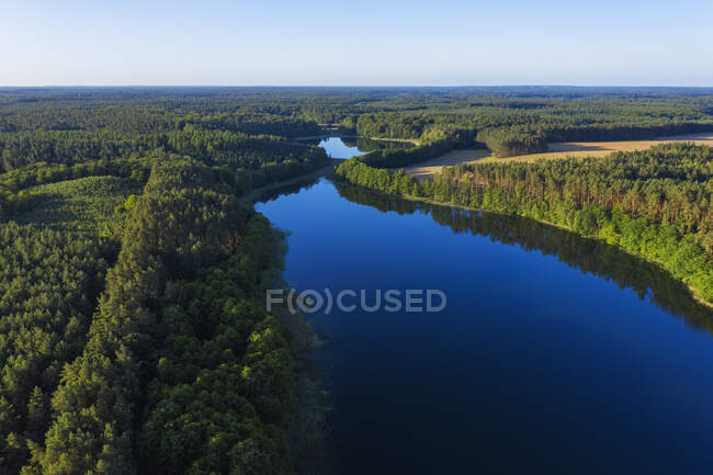 Vista aérea del lago Giesenschlagsee azul en verano - foto de stock