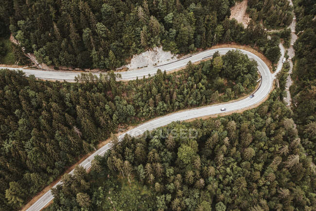Aerial view of serpentine road in Tscheppa gorge — Stock Photo