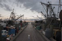 Fishing boats along dock — Stock Photo