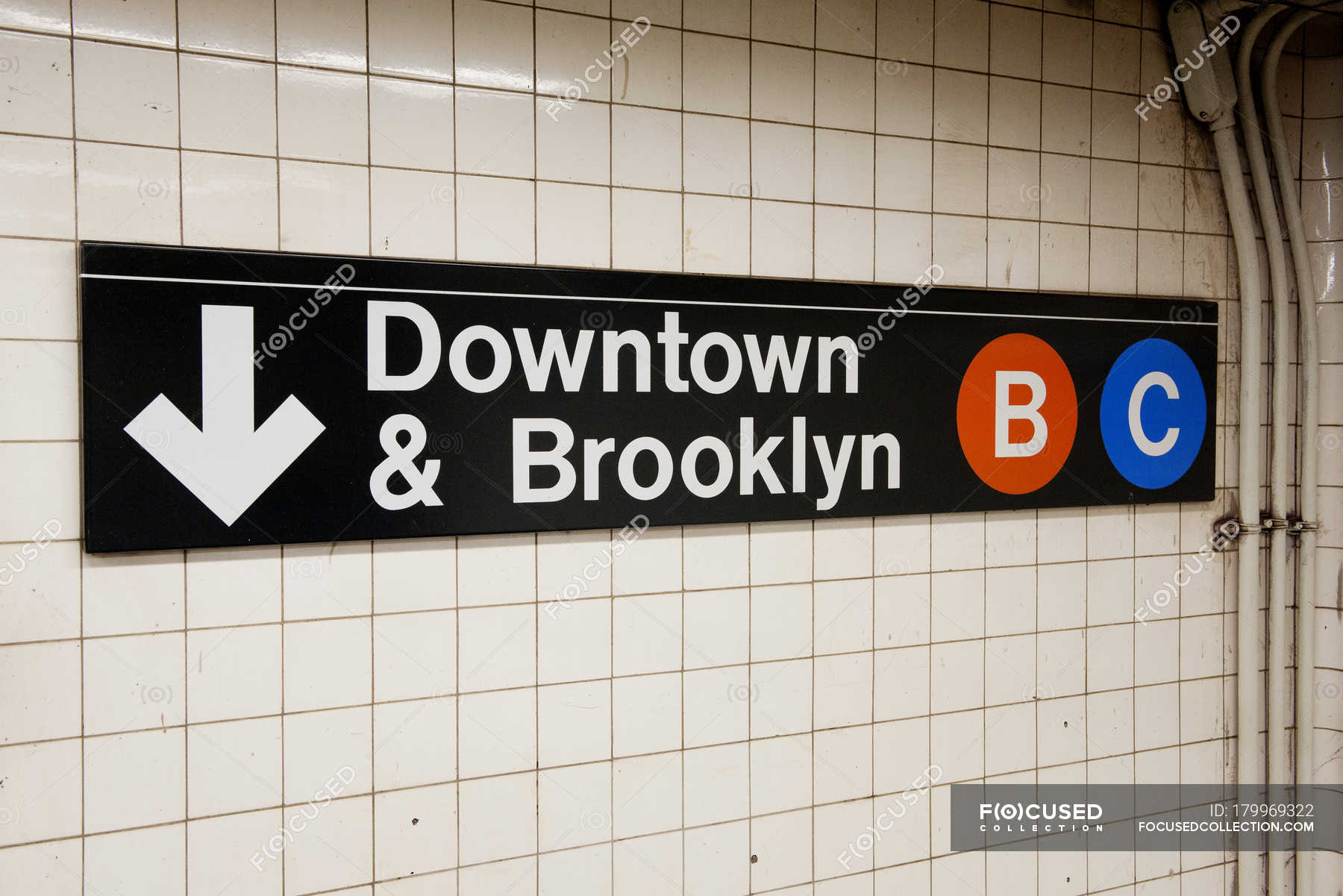 Sign in subway station, Manhattan, New York City, New York, USA