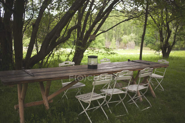 Lugar de picnic en la zona forestal - foto de stock