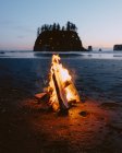Bonfire on Second Beach, Olympic Peninsula, La Push, Washington — Stock Photo