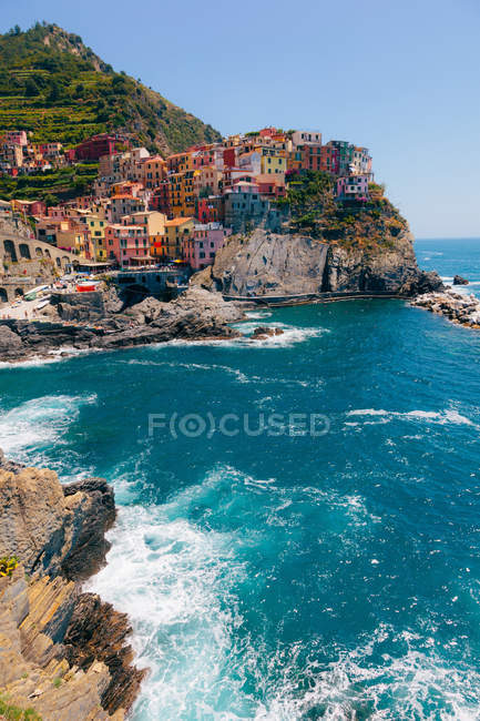 Edifícios na costa de Cinque Terre — Fotografia de Stock