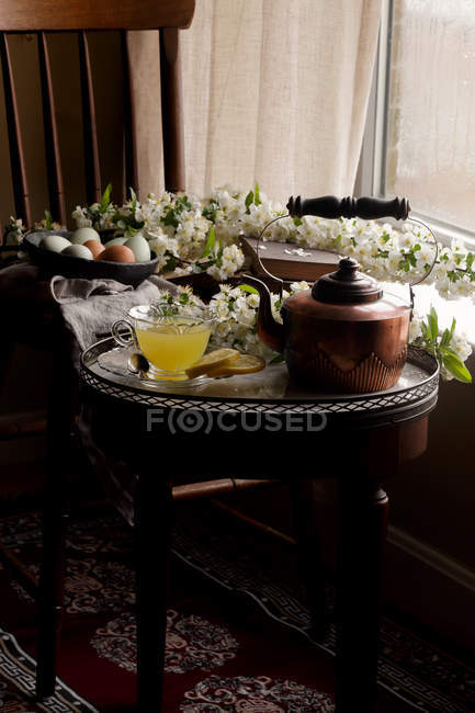 Chá de mel de limão de gengibre na xícara — Fotografia de Stock