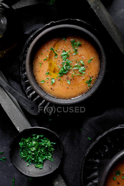 Gazpacho - kalte Tomatensuppe — Stockfoto