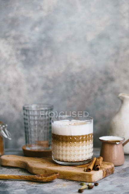 Spiced coffee served in a glass — Stock Photo