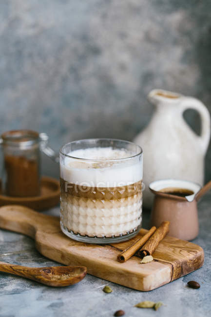 Spiced coffee served in a glass — Stock Photo