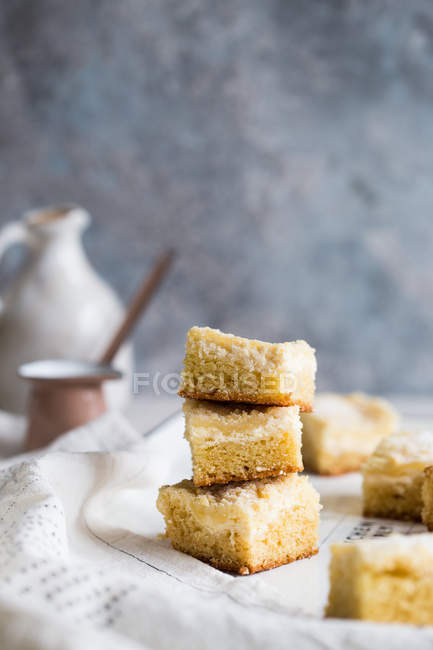 Stack of lemon cake bars — Stock Photo