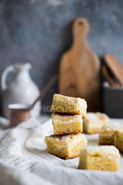 Stack of lemon cake bars — Stock Photo