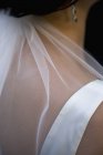 Cropped image of bride wearing wedding veil — Stock Photo