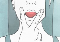 Illustration of woman with V sign against face representing obscene gesture — Stock Photo