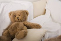 Urso de pelúcia no sofá — Fotografia de Stock
