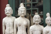 Row of acupuncture statues at antique market — Stock Photo