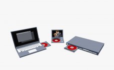 Illustrazione di vari computer portatili e lettori DVD — Foto stock