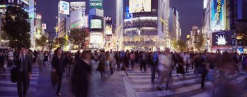 Panoramic view of Shibuya Crossing, Tokyo, Japan — Stock Photo