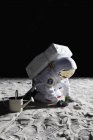 Садоводство астронавтов на поверхности Луны — стоковое фото