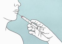 Detail of hand using syringe to make injection in woman's lips — Stock Photo