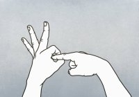 Hands making obscene penetration gesture — Stock Photo