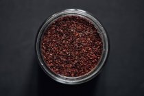 View from above Korean chili pepper flakes in spice jar — Stock Photo