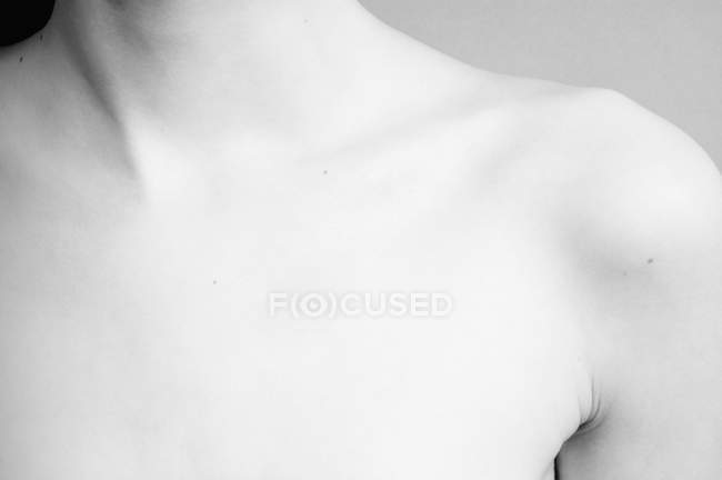 Woman's bare chest, side view, B&W, Stock Photo, Picture And