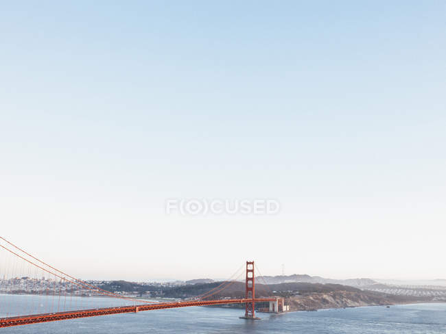 Golden Gate Bridge over San Francisco Bay against clear sky, California USA — Stock Photo